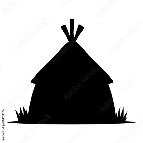 Simple black silhouette of a traditional teepee dwelling silhouette