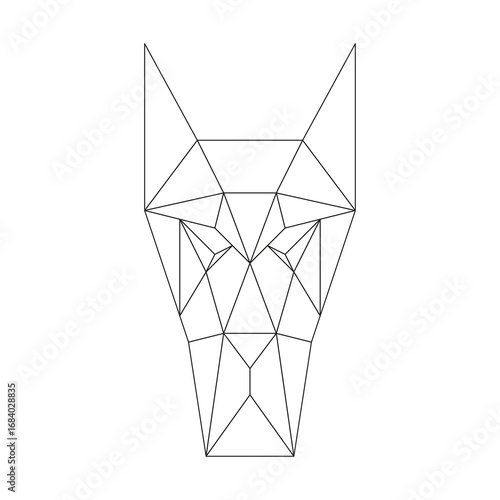 Geometric Dog Head Line Art Illustration