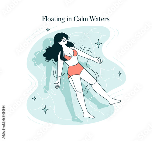 Relaxing Float in Calm Waters Vector Illustration