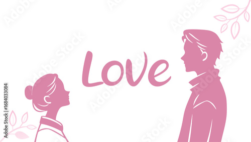 Vector art of love a romantic silhouette of a couple with the word love, , symbolizing affection, connection, and heartfelt emotion