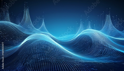 digital waves intersect tech network abstract lines blue background subtle visual