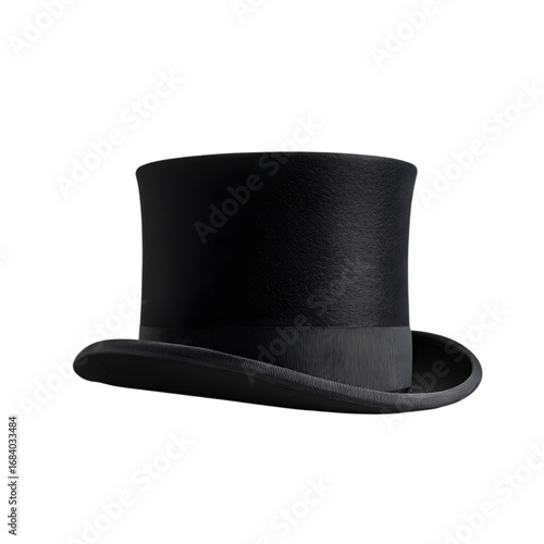Classic Black Top Hat Elegant Headwear for Formal Events isolated on transparent background