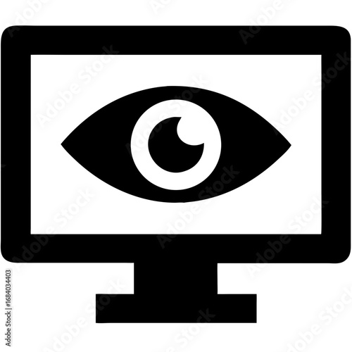 Surveillance monitor icon with eye symbolizing observation