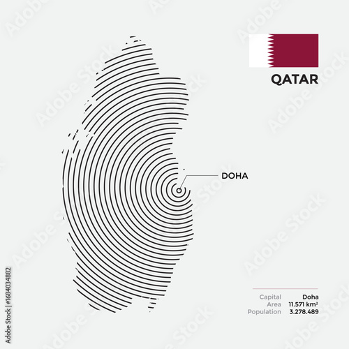 Qatar map illustration with creative concept design