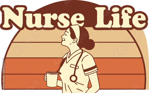 Vector art of nurse life illustration, showcasing a healthcare professional enjoying a moment of peace, perfect for celebrating nurses and their dedication