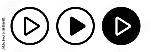 Video play button icon set. Start audio or video action media symbol for apps and websites