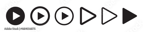 Video play button icon set. Start audio or video action media symbol for apps and websites