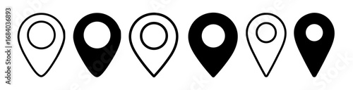 Location icon set. Place position vector symbol. Gps map pin line icon. Navigation pointer pin sign for apps and websites.