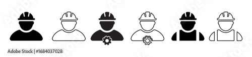 labor, Engineer, miner, builder, industrial, Construction worker icon. Black and white vector Illustration