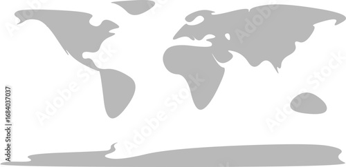 Simplified world vector map in artistic style with smooth land outlines (PPT-compatible & fully editable)