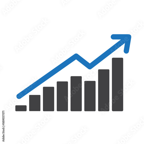Growing Profit Icon Set. Increase and revenue vector symbol in a black filled and outlined style. Ascending Success Sign.