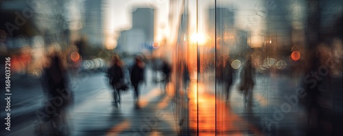 Wallpaper Mural Blurred city scene at sunset.  A view through a pane of glass Torontodigital.ca