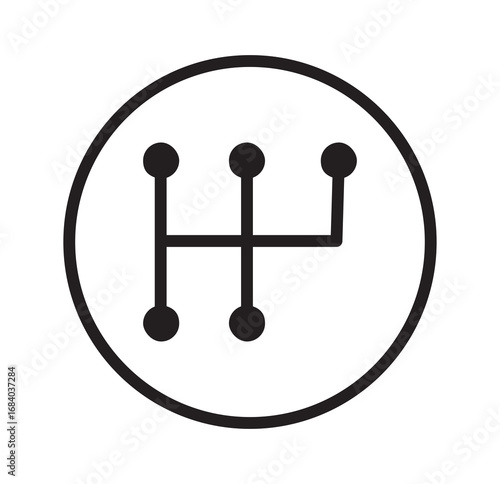 Gearbox icon. Black and white Vector illustration.