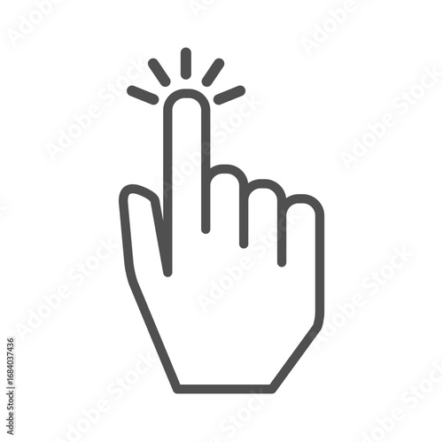 easy to use Icon. simple to use. hand click sign, and Press here icon. Black outline vector logo.