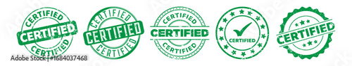 Certified stamp. the green grungy design element of the certification stamp. certified ribbon. isolated certified transparent logo.
