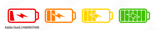 Smartphone Battery status icon. phone battery level indicator symbol. full charge or low charge sign. cellphone battery power symbol. Charging vector sign.