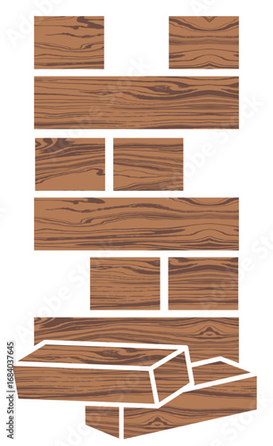 Wooden block icon, wooden toy icon, jenga icon, vector illustration