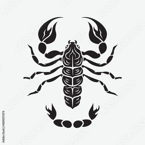 Scorpion Silhouette Simple Flat Icon Artwork, Animal Scorpion Design Element Sign Vector Clothing