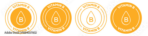 Vitamin B Yellow round vector icon set. isolated Vitamin B logo. Suitable for Vitamin B products