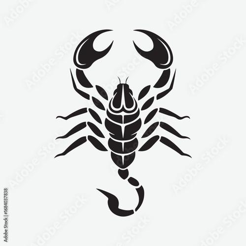 Scorpion Silhouette Simple Flat Icon Artwork, Animal Scorpion Design Element Sign Vector Clothing