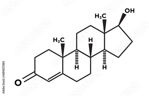 Testosterone molecular structure vector sign.