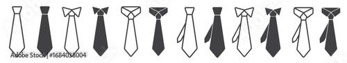 Tie icon vector set. professional necktie line symbol. businessman suit neck tie icon collection.