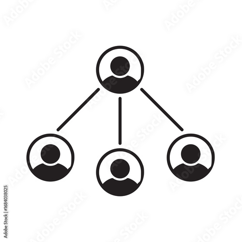 Staff department icon. Business employee team symbol. Organization or enterprise member sign. Networking structure vector. Isolated black icon for community connection.