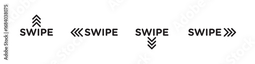 Swipe icon set. drag or scroll to left side black editable hand sign. suitable for app or web ui design.