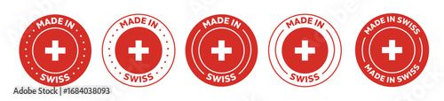 Set of Made in swiss label icons. Made in swiss logo symbol. swiss made badge. swiss flag. suitable for products of swiss. vector illustration