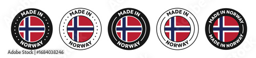 Set of Made in Norway label icons. Made in Norway logo symbol. Norway-made badge. Norway flag. suitable for products of Norway. vector illustration