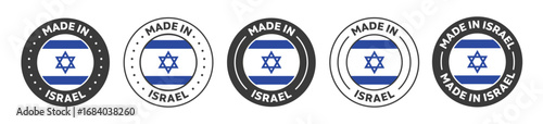 Set of Made in Israel label icons. Made in Israel logo symbol. Israel-made badge. Israel flag. suitable for products of Israel. vector illustration