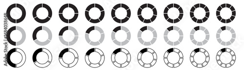 Pie chart vecor icon set. Stock vector illustrator. EPS 10