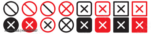 No sign. red and black forbidden thin circle cross flat icon. Restrict entry ban prohibition vector symbol. avoid risk x symbol. Don't delete graphic prohibition mark. stop sign. wrong, forbid