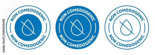 Non comedogenic icon. Rounded vector logo in blue color