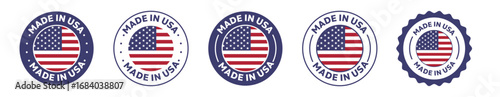 Made in the USA icon. usa logo. American-made badge. Set of isolated vector illustrations.