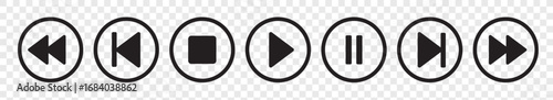 Video play button icon set. Start audio or video action media symbol for apps and websites