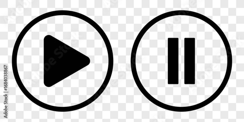 Video play button icon set. Start audio or video action media symbol for apps and websites