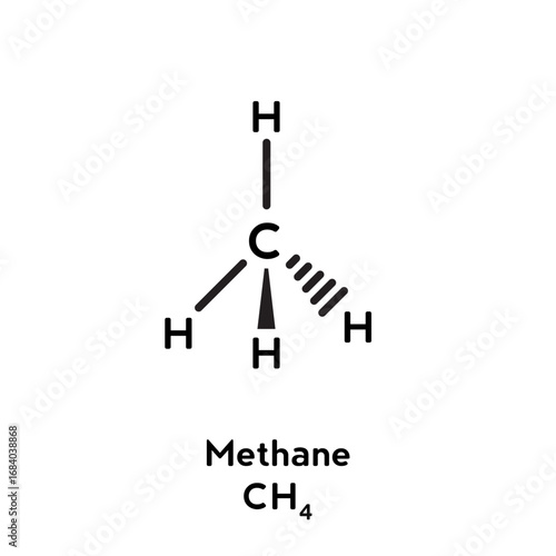 Methane molecular structure isolated on white background