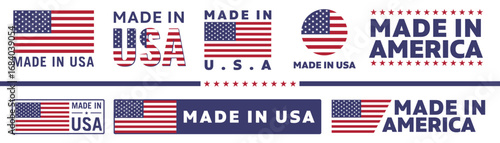 Made in the USA icon. usa logo. American-made badge. Set of isolated vector illustrations.