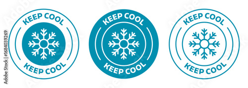 Keep Cool icon - frozen product round isolated Badge on transparent background. Keep frozen instruction.