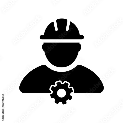 Engineer vector icon set black filled and outlined style.