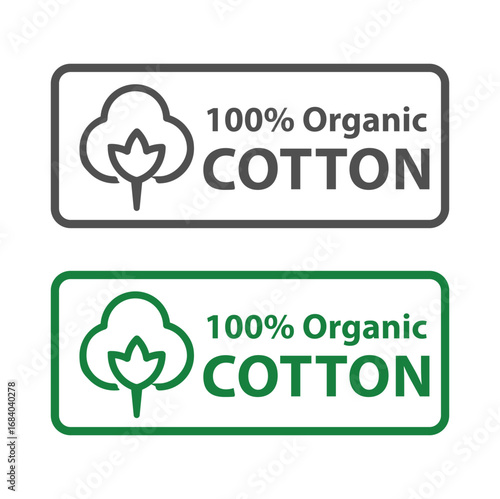 100% cotton icon logo. suitable for 100% Organic Cotton clothing products. vector certificate of Organic Cotton in green and black color.