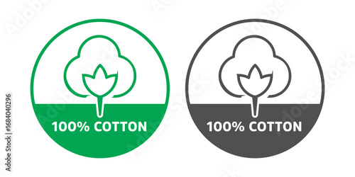 100% cotton icon logo. suitable for 100% Organic Cotton clothing products. vector certificate of Organic Cotton in green and black color.