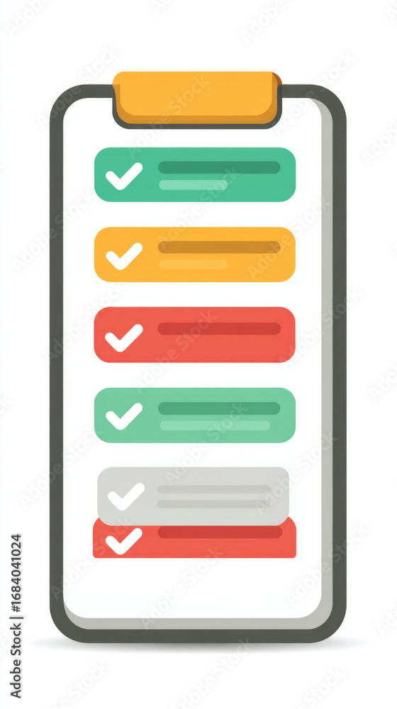 Obraz premium Colorful checklist interface with completed and pending tasks on smartphone screen