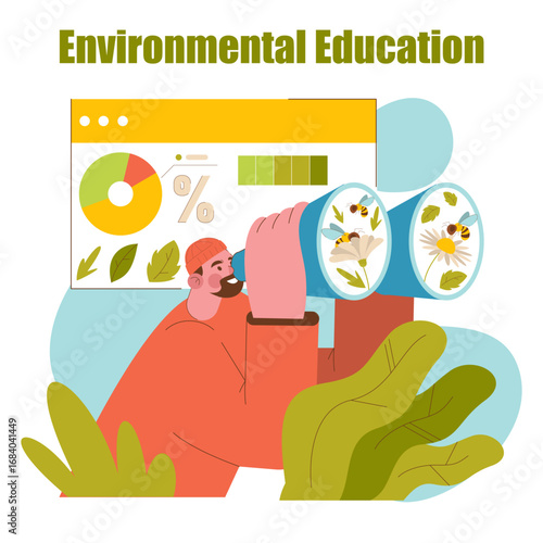 Environmental Education with Nature Observation Illustration