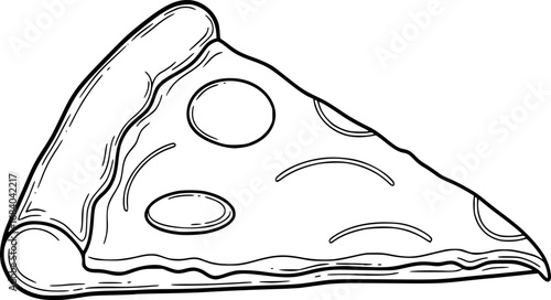 pizza slice engraving black and white outline