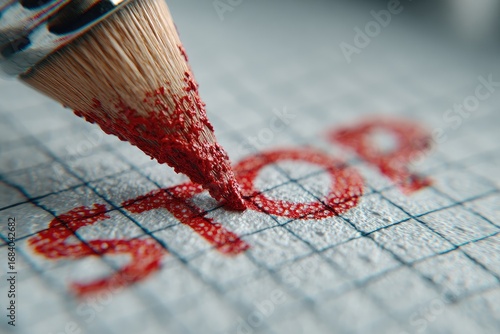 Close-up of red crayon writing 