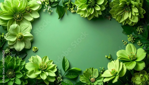 Floral frame, vibrant green