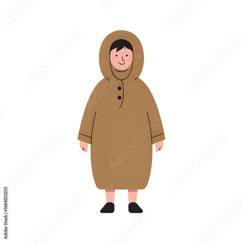 a teenager in a raincoat 