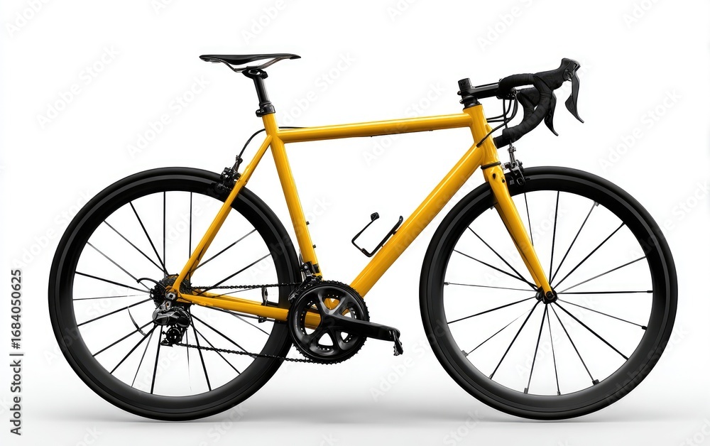 Obraz premium Yellow road bicycle, side view, studio shot